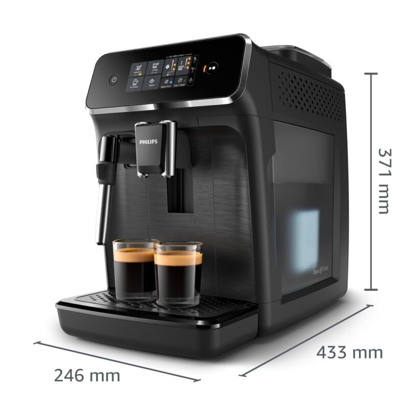 PHILIPS Serie 2200 Kaffeevollautomat – 2 Kaffeesorten, Klassischer Milchaufschäumer, Intuitives Touchdisplay, 100% Keramikmahlwerk, mattes Schwarz (EP2220/10) – Bild 8