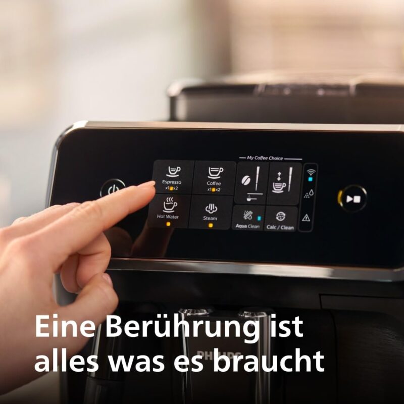 PHILIPS Serie 2200 Kaffeevollautomat – 2 Kaffeesorten, Klassischer Milchaufschäumer, Intuitives Touchdisplay, 100% Keramikmahlwerk, mattes Schwarz (EP2220/10) – Bild 6