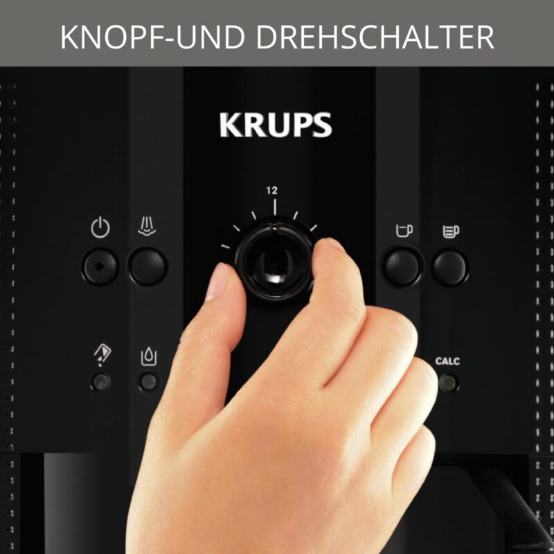 Krups Arabica Picto Kaffeevollautomat, Milchschaumdüse, 2-Tassen-Funktion, Drehregler, Einfache Reinigung, Kaffeemaschine, Schwarz, EA810870 – Bild 5