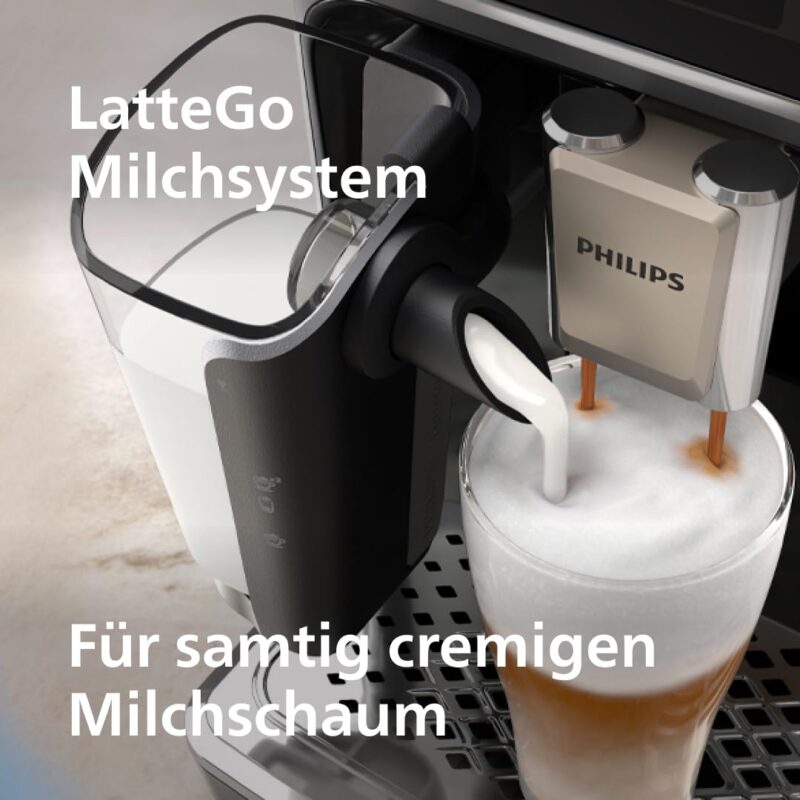 PHILIPS Serie 5500 Kaffeevollautomat inkl. Latte Go, SilentBrew-Technologie, Schnellstart. Aromatischer Kaffee aus frisch gemahlenen Bohnen, 20 Heiß- und Eisgetränke, Grau (EP5544/50) – Bild 4