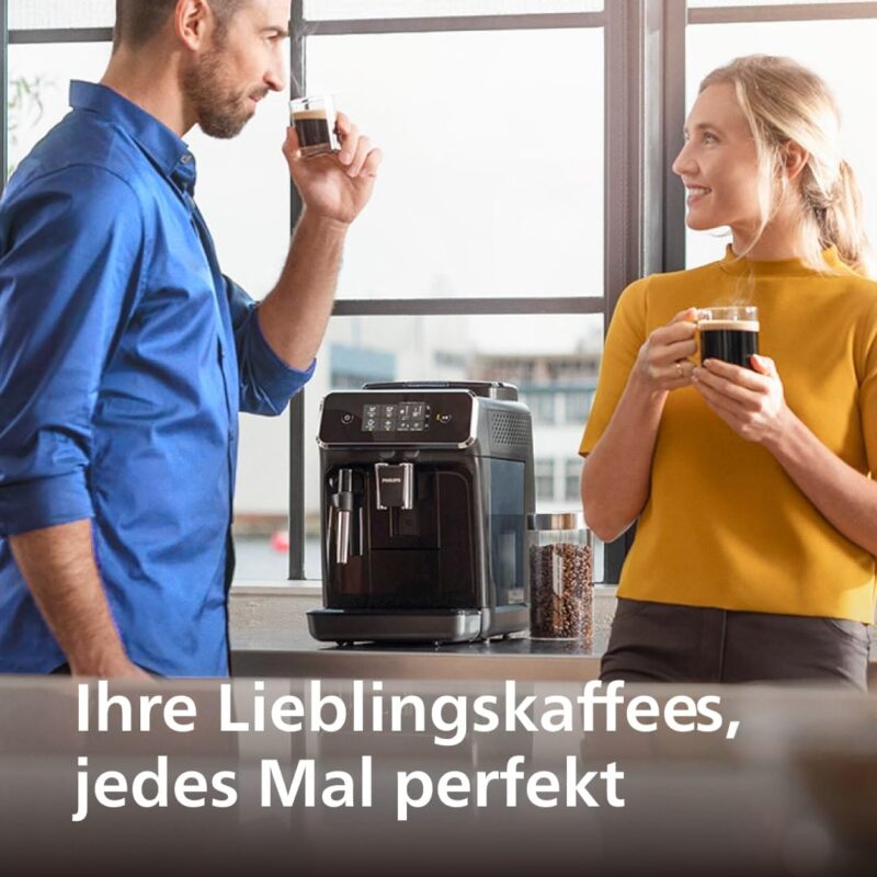 PHILIPS Serie 2200 Kaffeevollautomat – 2 Kaffeesorten, Klassischer Milchaufschäumer, Intuitives Touchdisplay, 100% Keramikmahlwerk, mattes Schwarz (EP2220/10) – Bild 7