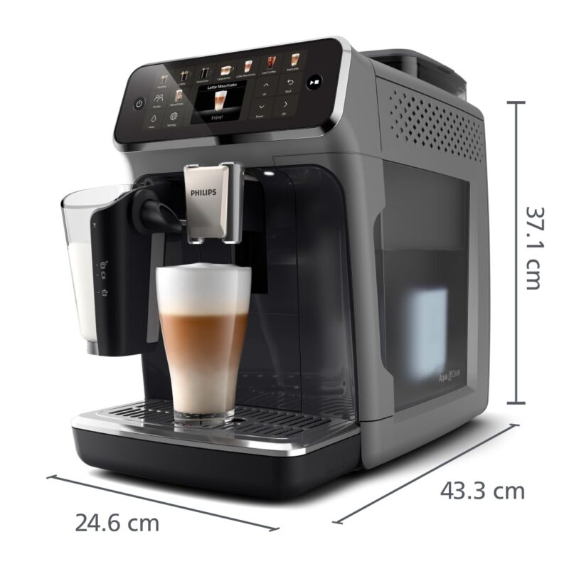 PHILIPS Serie 5500 Kaffeevollautomat inkl. Latte Go, SilentBrew-Technologie, Schnellstart. Aromatischer Kaffee aus frisch gemahlenen Bohnen, 20 Heiß- und Eisgetränke, Grau (EP5544/50) – Bild 8