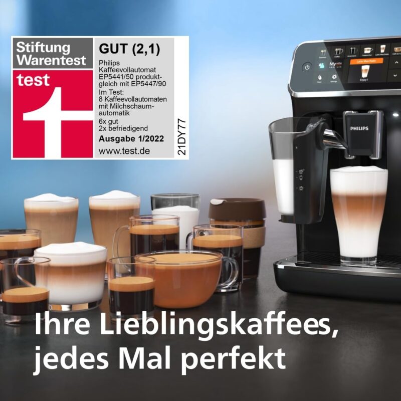 PHILIPS Espressomaschine der Serie 5400 – Genießen Sie 12 Getränke, schnell reinigendes LatteGo, intuitives TFT-Display, anpassbare Kaffeeeinstellungen, erstklassiges Küchendesign (EP5441/50) – Bild 9