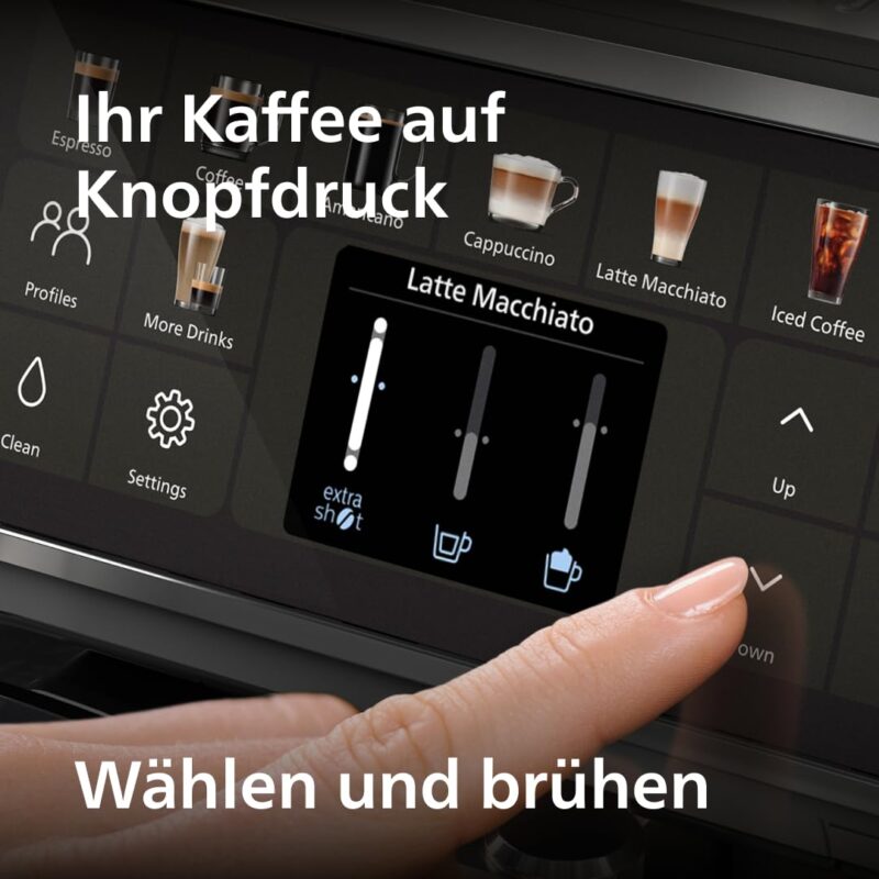 PHILIPS Serie 5500 Kaffeevollautomat inkl. Latte Go, SilentBrew-Technologie, Schnellstart. Aromatischer Kaffee aus frisch gemahlenen Bohnen, 20 Heiß- und Eisgetränke, Grau (EP5544/50) – Bild 5