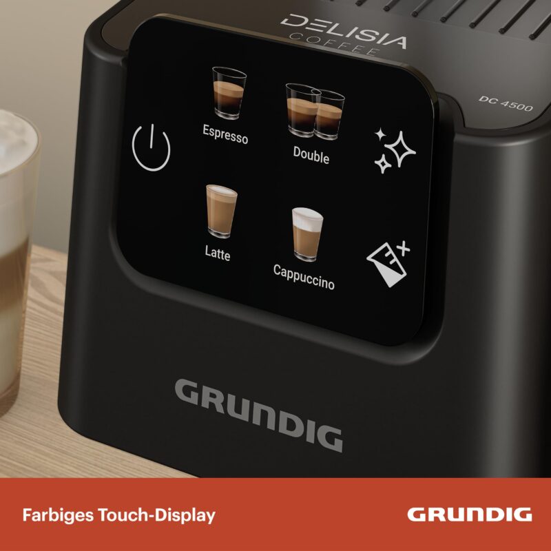 GRUNDIG KSM 5330 Siebträgermaschine mit integriertem Milchbehälter, 1628 W Leistung, 15 bar Pumpendruck, Zweifachdüse, farbiges Touch-Display, BrewSense, CreamyPro, Dark Inox/Schwarz – Bild 19