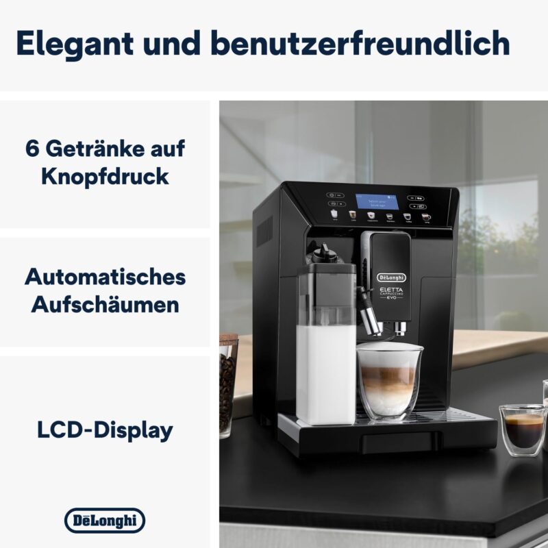 De'Longhi Eletta Evo ECAM 46.860.B Kaffeevollautomat mit LatteCrema Milchsystem, Cappuccino – Bild 4