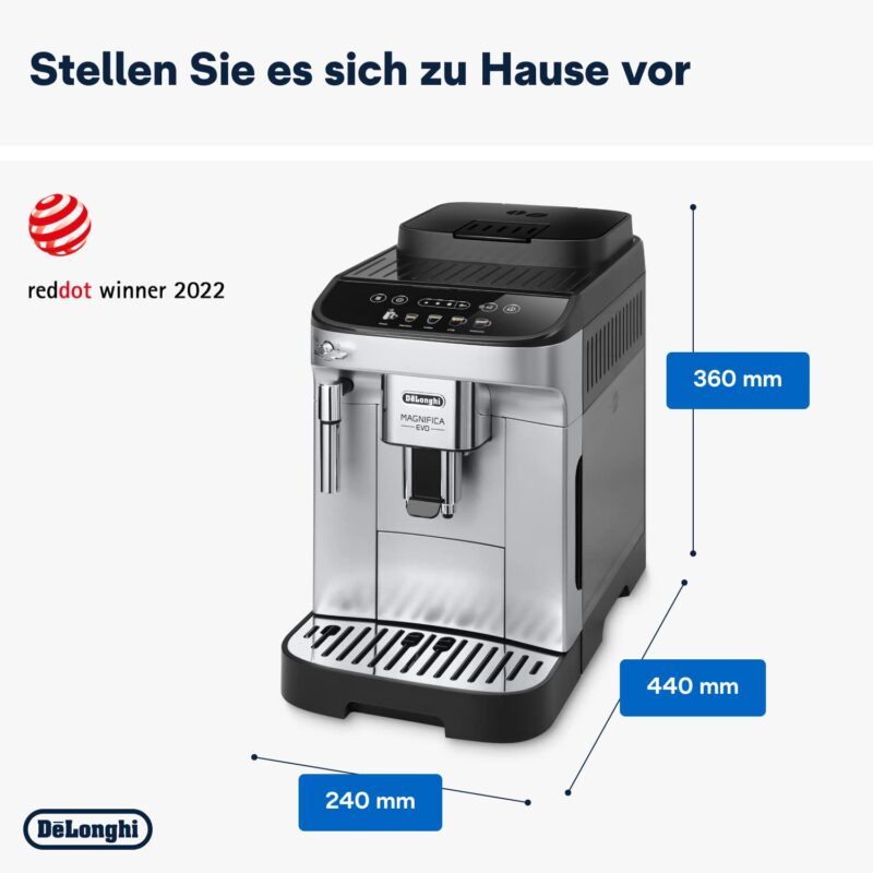 De'Longhi Magnifica Evo ECAM 292.33.SB Kaffeevollautomat mit Milchaufschäumdüse, 5 Direktwahltasten – Bild 7