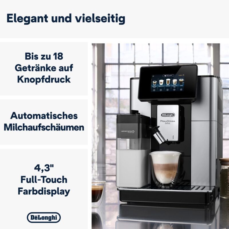 De'Longhi PrimaDonna Soul Perfetto ECAM 612.55.SB Kaffeevollautomat mit LatteCrema Milchsystem – Bild 2