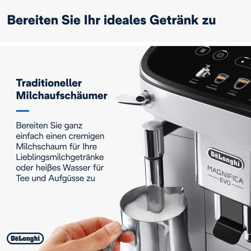 De'Longhi Magnifica Evo ECAM 292.33.SB Kaffeevollautomat mit Milchaufschäumdüse, 5 Direktwahltasten – Bild 4