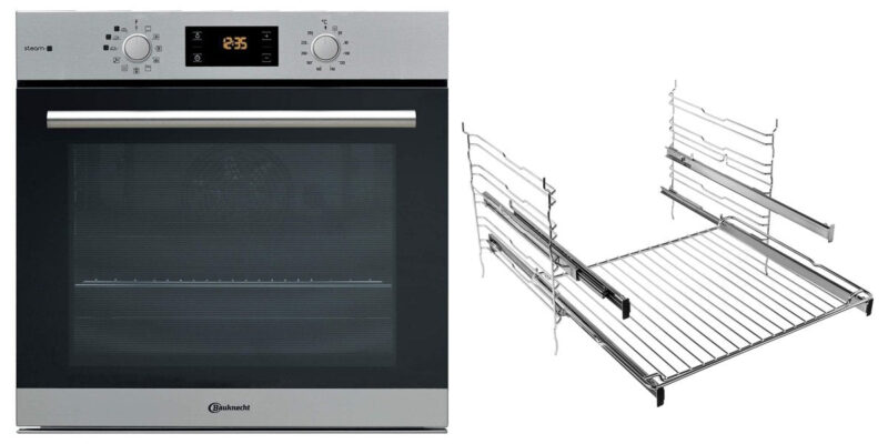 Bauknecht BAR2S K8 V2 IN Dampf - Backofen inklusive 2 - fach Backauszug/A+/71 L Maxi - Garraum/Heißluft/Gentle Steam mit Feuchtigkeitszugabe/Einfaches Reinigen mit SmartClean - Innenraum, Edelstahl - 4011577840452