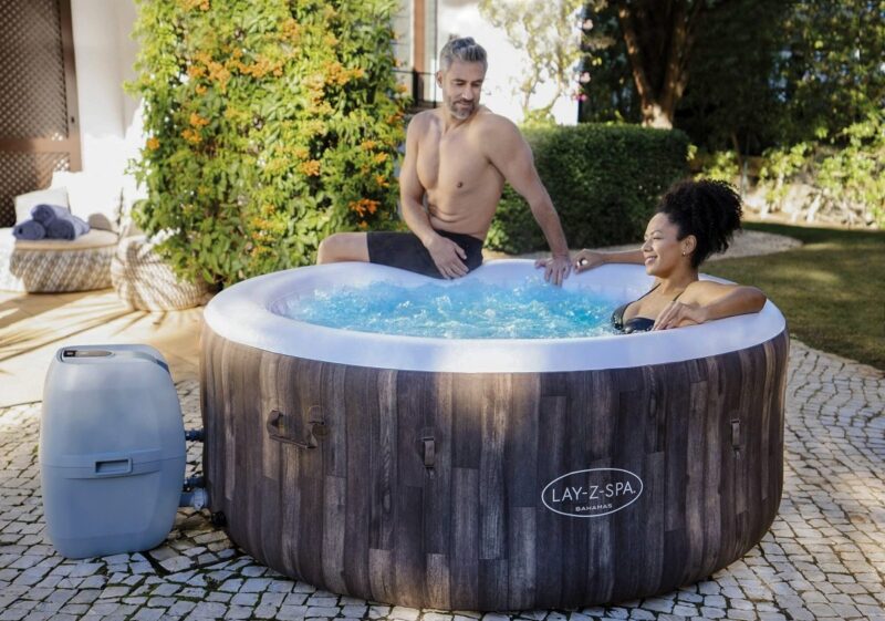 Bestway LAY - Z - SPA Bahamas AirJet™ Whirlpool, 180 x 66 cm, 2 - 4 Personen, rund, Holz - Optik - 6942138975840