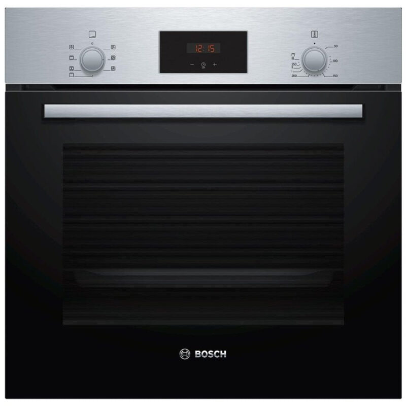 Bosch HBF133BR0 Serie 2 Einbau - Backofen, 60 x 60 cm, EcoClean Direct Reinigungshilfe, 3D Heißluft Backen auf 3 Ebenen, LED - Display, Schnellaufheizung, Kindersicherung, Schwarz, Updated - 4242005047369