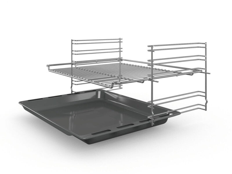 Bosch HBF133BR0 Serie 2 Einbau - Backofen, 60 x 60 cm, EcoClean Direct Reinigungshilfe, 3D Heißluft Backen auf 3 Ebenen, LED - Display, Schnellaufheizung, Kindersicherung, Schwarz, Updated - 4242005047369