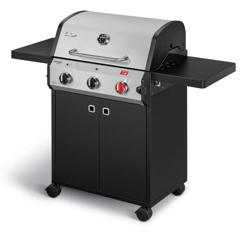 Enders® Gasgrill Chicago Next 3 R Turbo, 3 - Edelstahlbrenner, doppelwandige Garhaube, 2 abklappbare Seitenablagen, integriertes Thermometer, 10,6 kW Switch Grid™, 800° Grad Turbo Zone™ #89346 - 4000591010699