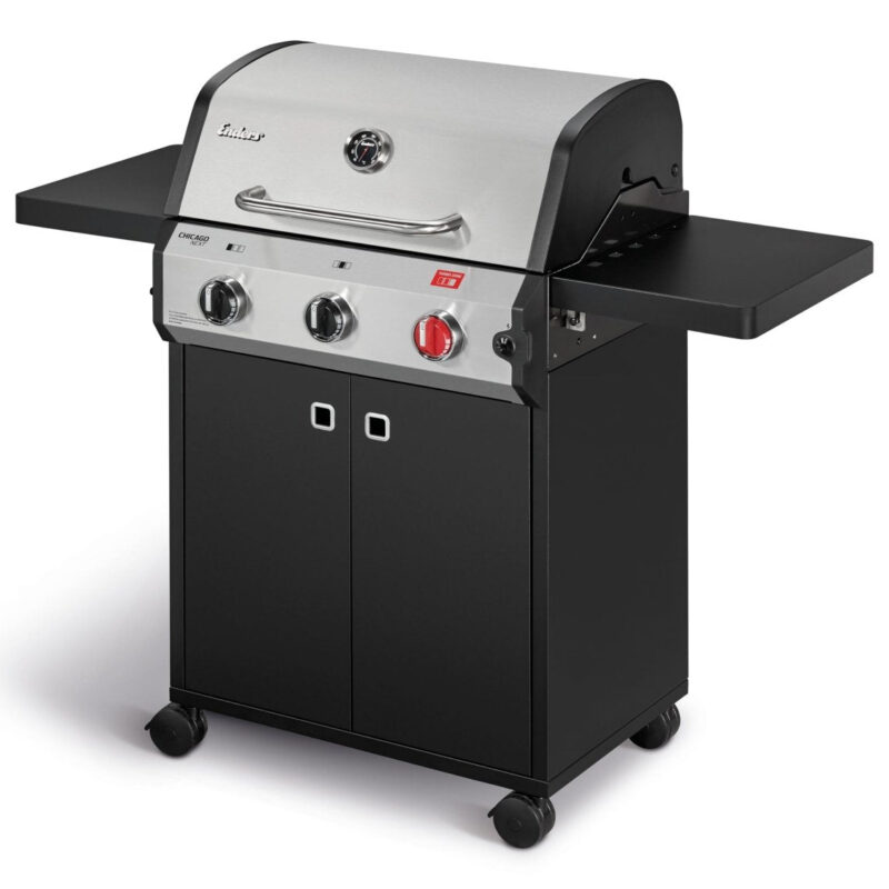 Enders® Gasgrill Chicago Next 3 R Turbo, 3 - Edelstahlbrenner, doppelwandige Garhaube, 2 abklappbare Seitenablagen, integriertes Thermometer, 10,6 kW Switch Grid™, 800° Grad Turbo Zone™ #89346 - 4000591010699