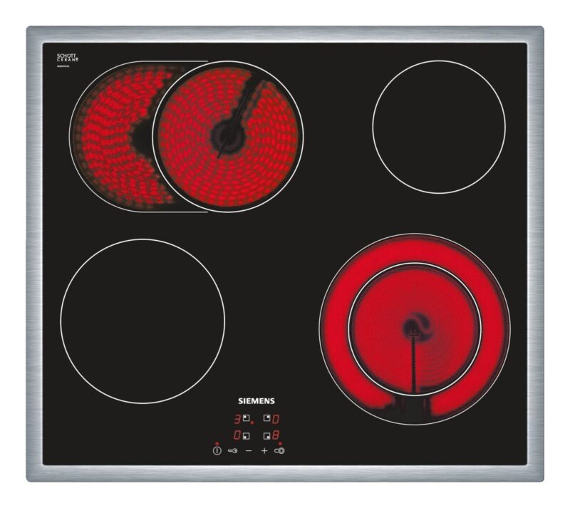 Siemens ET645HN17E Kochfeld Elektro, 58.3 cm, Flachrahmen - Design, Digitales Funktionsdisplay, schwarz - 4242003612316