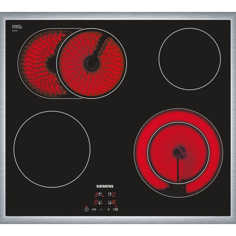 Siemens ET645HN17E Kochfeld Elektro, 58.3 cm, Flachrahmen - Design, Digitales Funktionsdisplay, schwarz - 4242003612316